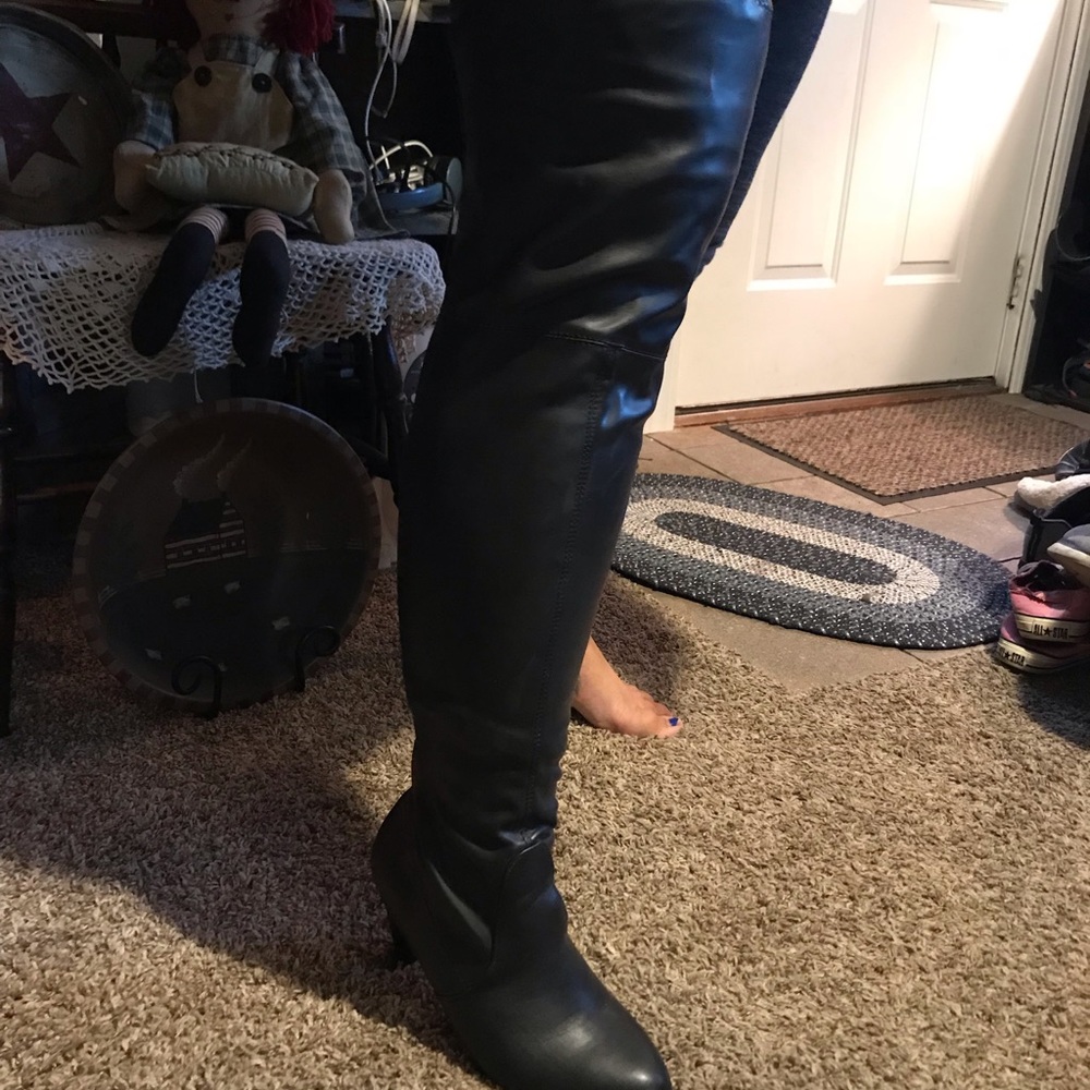 Layne Bryant thigh high black adjustable boots